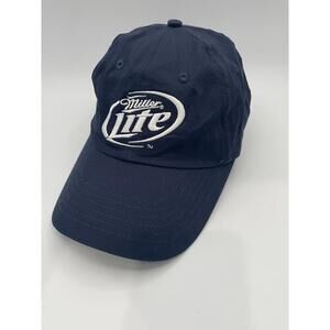 Miller Lite Hat Cap Mens Navy Blue Strapback Embroidered